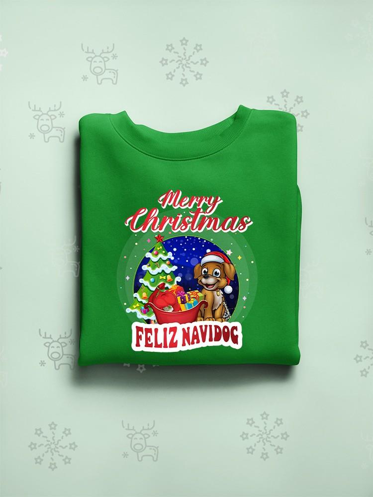 Merry Christmas Feliz Navidog Hoodie -SmartPrintsInk Designs