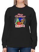 Merry Christmas Feliz Navidog Hoodie -SmartPrintsInk Designs
