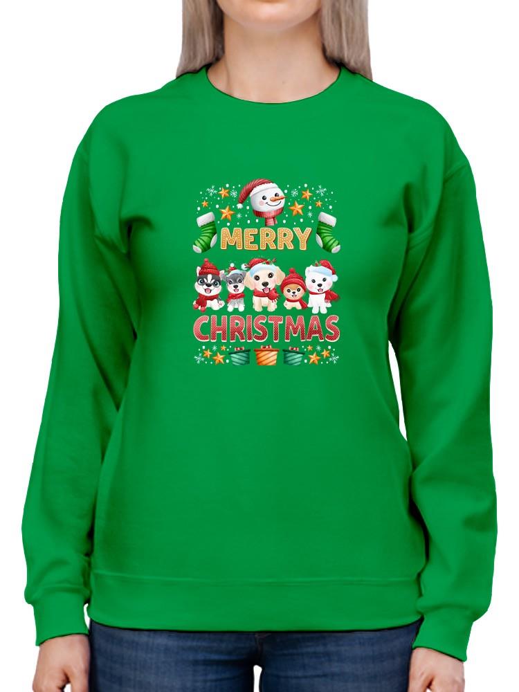 Puppys Merry Christmas Hoodie -SmartPrintsInk Designs