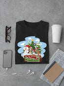 Merry Christmas Cartoon Pups T-shirt -SmartPrintsInk Designs