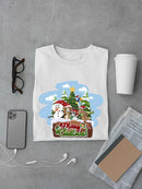 Merry Christmas Cartoon Pups T-shirt -SmartPrintsInk Designs