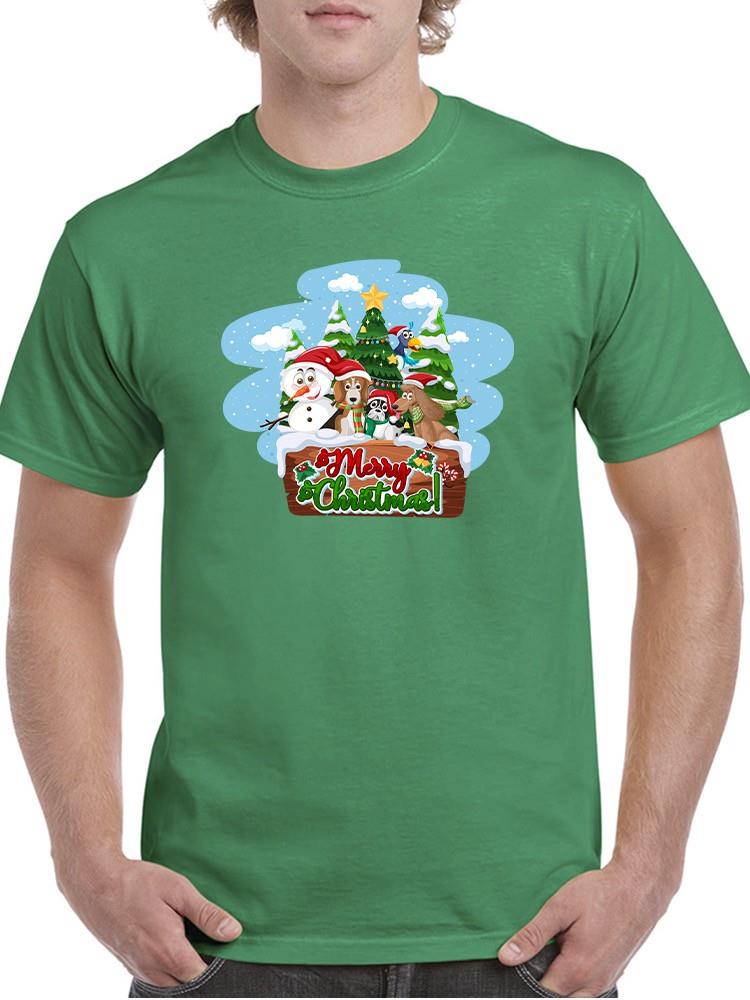 Merry Christmas Cartoon Pups T-shirt -SmartPrintsInk Designs