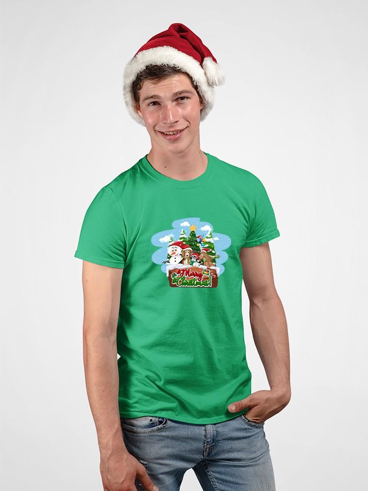 Merry Christmas Cartoon Pups T-shirt -SmartPrintsInk Designs