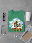 Merry Christmas Cartoon Pups T-shirt -SmartPrintsInk Designs