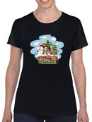 Merry Christmas Cartoon Pups T-shirt -SmartPrintsInk Designs