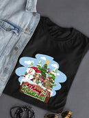 Merry Christmas Cartoon Pups T-shirt -SmartPrintsInk Designs