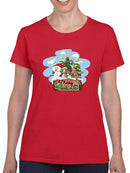 Merry Christmas Cartoon Pups T-shirt -SmartPrintsInk Designs
