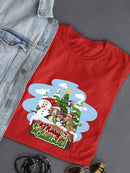 Merry Christmas Cartoon Pups T-shirt -SmartPrintsInk Designs
