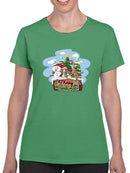Merry Christmas Cartoon Pups T-shirt -SmartPrintsInk Designs