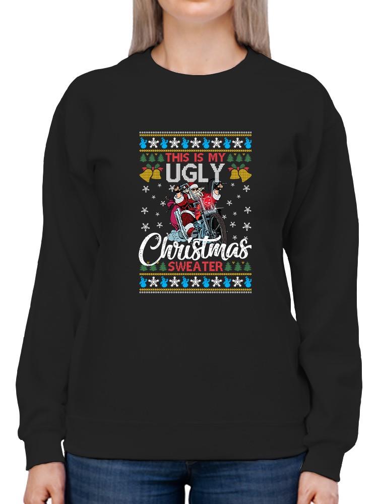 Ugly Xmas Sweater Cool Santa Hoodie -SmartPrintsInk Designs