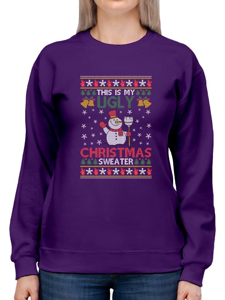 Snowman Ugly Sweater Hoodie -SmartPrintsInk Designs