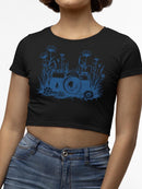 Floral Camera Artistic Apparel  Crop Tee Women's
