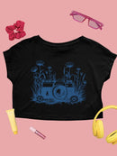 Floral Camera Artistic Apparel  Crop Tee Women's