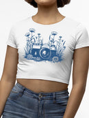 Floral Camera Artistic Apparel  Crop Tee Women's