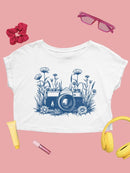 Floral Camera Artistic Apparel  Crop Tee Women's