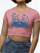 Floral Camera Artistic Apparel  Crop Tee Women's