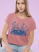 Floral Camera Artistic Apparel  Crop Tee Women's