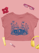Floral Camera Artistic Apparel  Crop Tee Women's