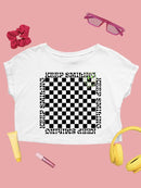 Stay Happy Checkered Graphic Tee Crop Tee Women's