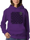 Stay Happy Checkered Graphic Tee Hoodie Women's