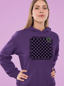 Stay Happy Checkered Graphic Tee Hoodie Women's
