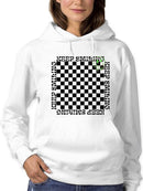 Stay Happy Checkered Graphic Tee Hoodie Women's