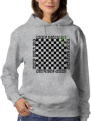 Stay Happy Checkered Graphic Tee Hoodie Women's
