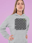 Stay Happy Checkered Graphic Tee Hoodie Women's