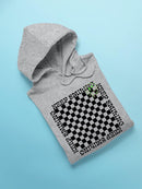 Stay Happy Checkered Graphic Tee Hoodie Women's