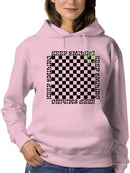 Stay Happy Checkered Graphic Tee Hoodie Women's