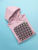 Stay Happy Checkered Graphic Tee Hoodie Women's