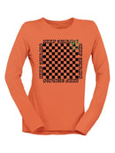 Stay Happy Checkered Graphic Tee Long Sleeve Women's