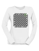 Stay Happy Checkered Graphic Tee Long Sleeve Women's