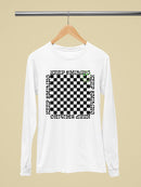 Stay Happy Checkered Graphic Tee Long Sleeve Women's