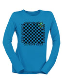 Stay Happy Checkered Graphic Tee Long Sleeve Women's