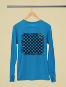 Stay Happy Checkered Graphic Tee Long Sleeve Women's