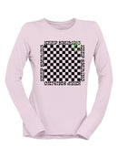 Stay Happy Checkered Graphic Tee Long Sleeve Women's