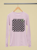 Stay Happy Checkered Graphic Tee Long Sleeve Women's