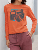 Vintage Camera Graphic Tee Long Sleeve Women's