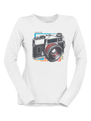 Vintage Camera Graphic Tee Long Sleeve Women's