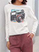 Vintage Camera Graphic Tee Long Sleeve Women's