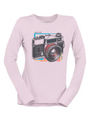Vintage Camera Graphic Tee Long Sleeve Women's