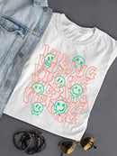 Vibing Smiley Face Graphic Tee T-shirt Women's