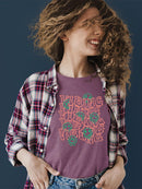 Vibing Smiley Face Graphic Tee T-shirt Color Women's