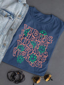 Vibing Smiley Face Graphic Tee T-shirt Color Women's