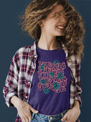 Vibing Smiley Face Graphic Tee T-shirt Color Women's