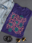 Vibing Smiley Face Graphic Tee T-shirt Color Women's
