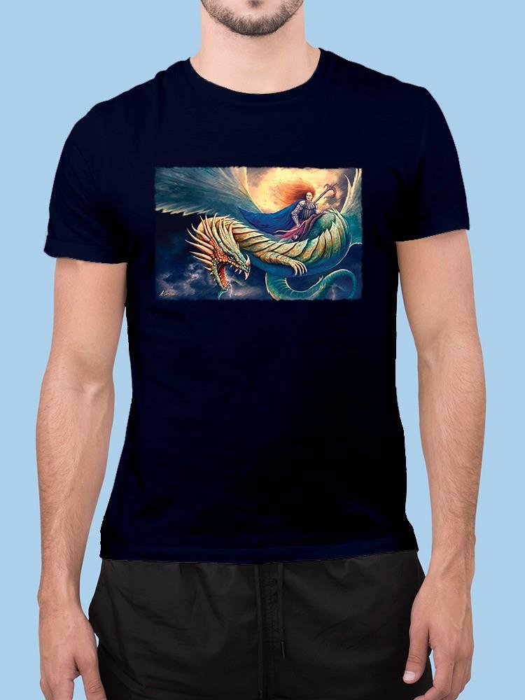 Knight Mounting A Dragon T-shirt -Anthony Chirstou Designs