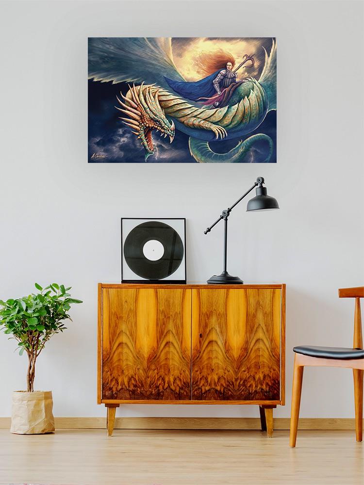 Knight Mounting A Dragon Wall Art -Anthony Chirstou Designs