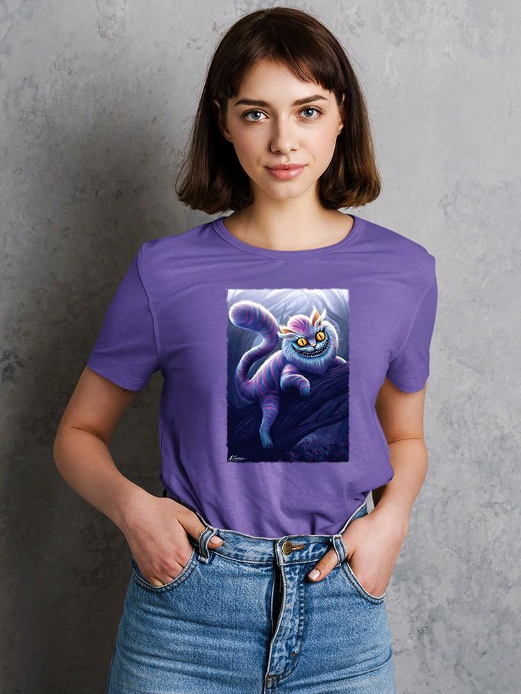 Rainbow Cat On A Branch. Shaped T-shirt -Anthony Chirstou Designs